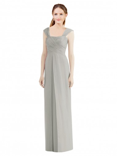 Silber A-Linien Chiffon Lange Brautjungfernkleider Verkäufer