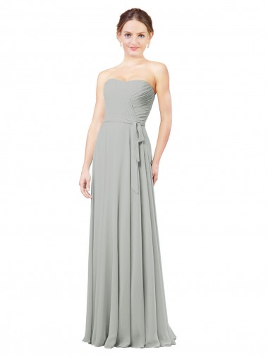 Silber A-Linien Chiffon Lange Brautjungfernkleider Verkäufer