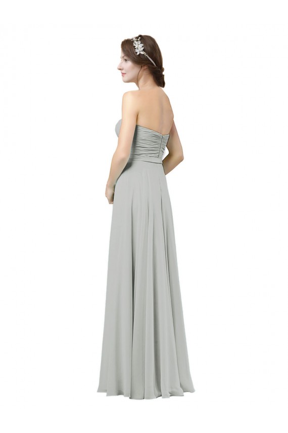 Silber A-Linien Chiffon Lange Brautjungfernkleider Verkäufer