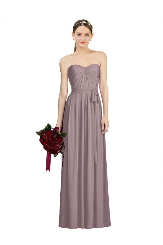 Staubige Rose A-Linien Chiffon Lange Brautjungfernkleider Verkäufer