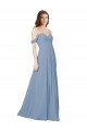 Staubiges Blau A-Linien Chiffon Lange Brautjungfernkleider Verkäufer