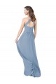 Staubiges Blau A-Linien Neckholder Chiffon Lange Brautjungfernkleider Verkäufer