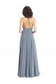 Staubiges Blau A-Linien Neckholder Haube Ausschnitt Chiffon Lange Brautjungfernkleider Verkäufer