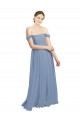 Staubiges Blau A-Linien Off-Schulter Chiffon Lange Brautjungfernkleider Verkäufer