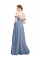 Staubiges Blau A-Linien Off-Schulter Chiffon Lange Brautjungfernkleider Verkäufer