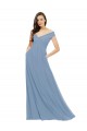 Staubiges Blau A-Linien Off-Schulter Chiffon Lange Brautjungfernkleider Verkäufer