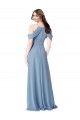 Staubiges Blau A-Linien Off-Schulter Chiffon Lange Brautjungfernkleider Verkäufer