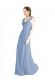 Staubiges Blau A-Linien V-Ausschnitt Chiffon Lange Brautjungfernkleider Verkäufer