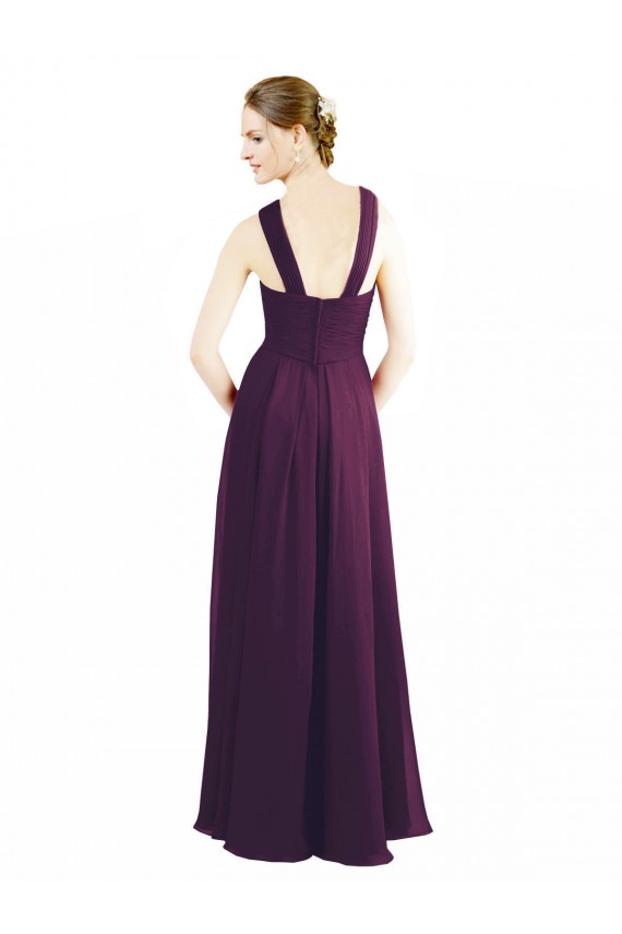 Traube A-Linien Neckholder Chiffon Lange Brautjungfernkleider Verkäufer