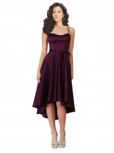 Traube A-Linien Scoop Neck Satin Kurze Brautjungfernkleider / Abiballkleider Verkäufer