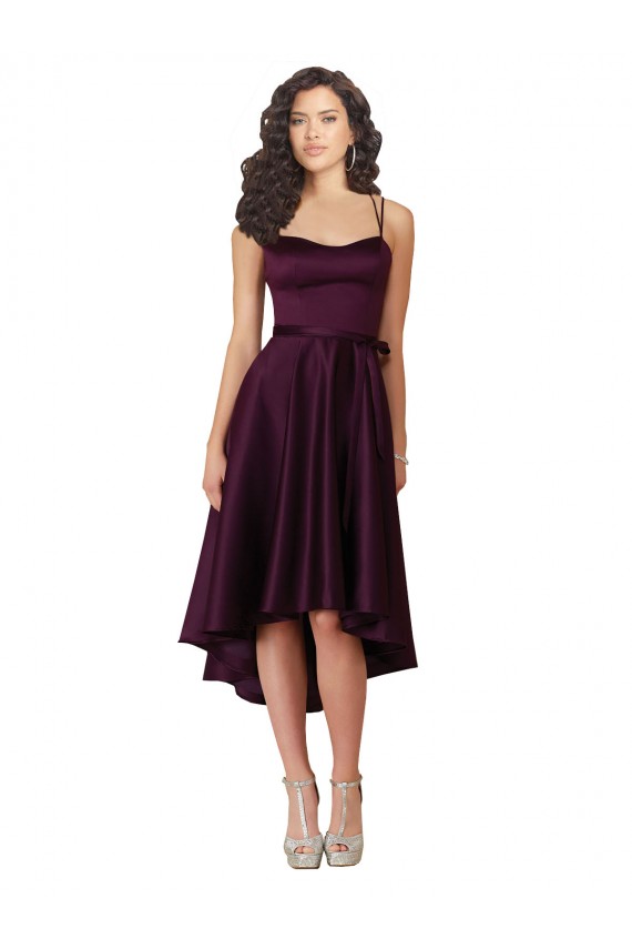Traube A-Linien Scoop Neck Satin Kurze Brautjungfernkleider / Abiballkleider Verkäufer
