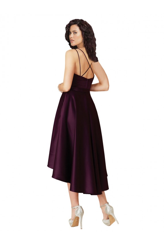 Traube A-Linien Scoop Neck Satin Kurze Brautjungfernkleider / Abiballkleider Verkäufer