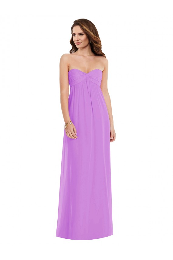 Violett A-Linien Chiffon Lange Brautjungfernkleider Verkäufer