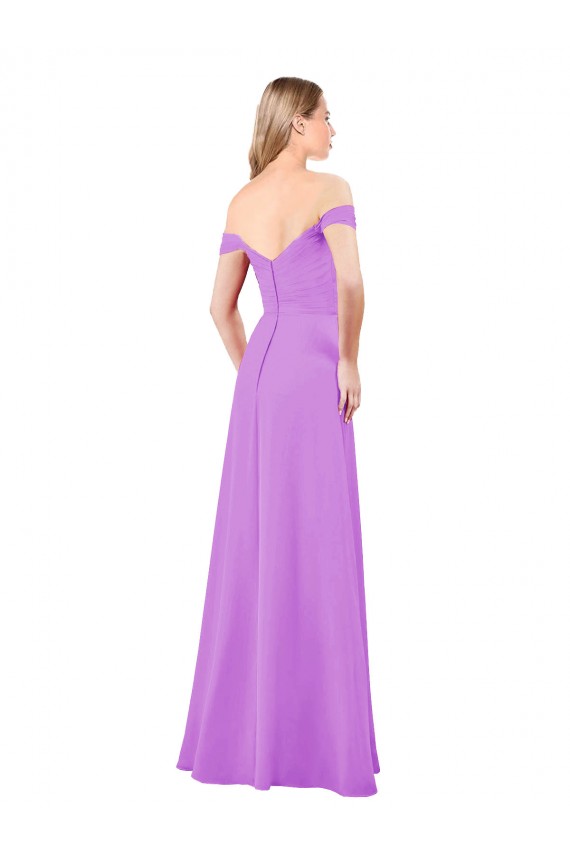 Violett A-Linien Off-Schulter Chiffon Lange Brautjungfernkleider Verkäufer