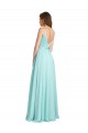 Waterfall A-Linien V-Ausschnitt Chiffon Satin Lange Brautjungfernkleider Verkäufer