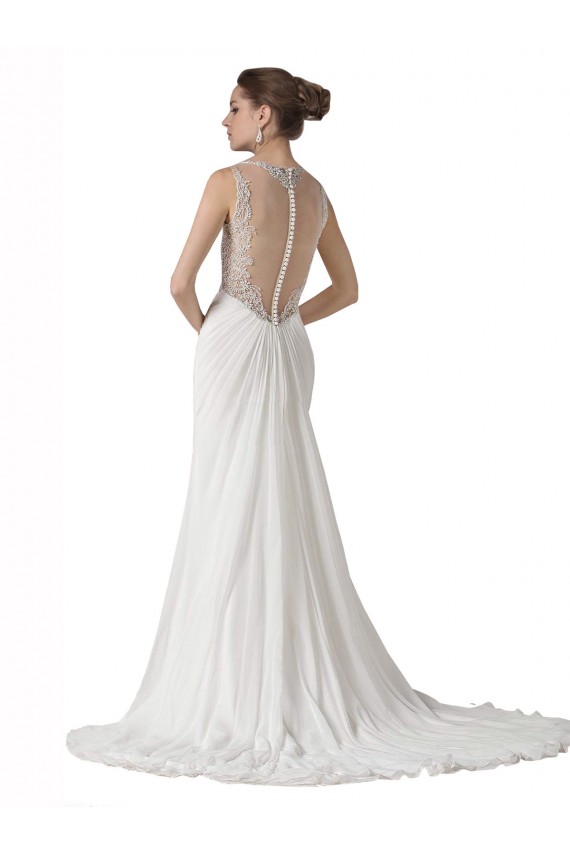 Weiß Etui Kapelle-schleppe Chiffon Strand Brautkleider Verkäufer