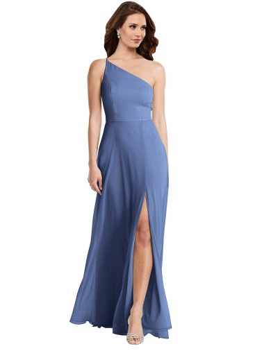 Windsor Blau A-Linien Eine-Schulter Chiffon Lange Formale Brautjungfernkleider / Abendkleider Verkäufer