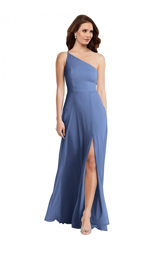 Windsor Blau A-Linien Eine-Schulter Chiffon Lange Formale Brautjungfernkleider / Abendkleider Verkäufer