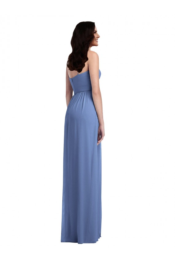 Windsor Blau A-Linien Spaghetti-Träger Chiffon Lange Brautjungfernkleider Verkäufer
