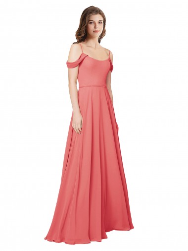 Wüstenrose A-Linien Off-Schulter Chiffon Lange Brautjungfernkleider Verkäufer