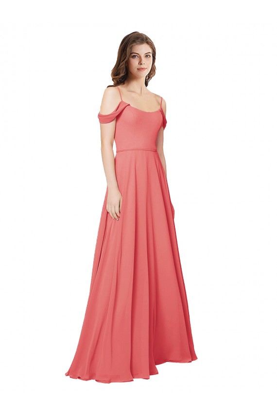 Wüstenrose A-Linien Off-Schulter Chiffon Lange Brautjungfernkleider Verkäufer