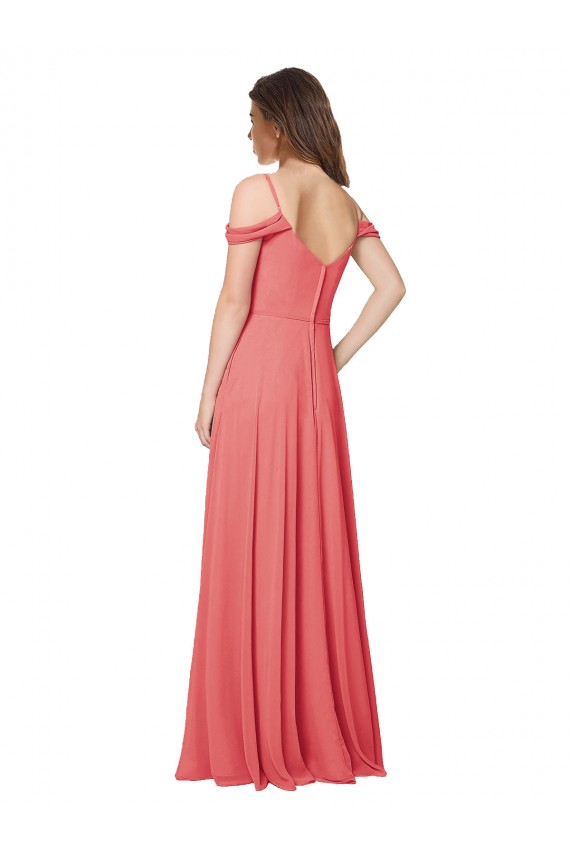 Wüstenrose A-Linien Off-Schulter Chiffon Lange Brautjungfernkleider Verkäufer
